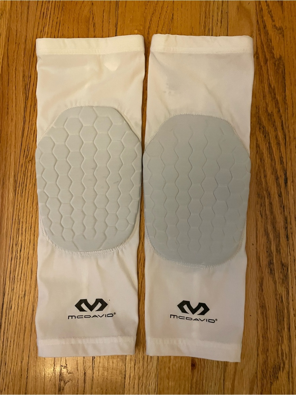 McDavid Kids White Compression Knee Pads with Grey Impact Zones